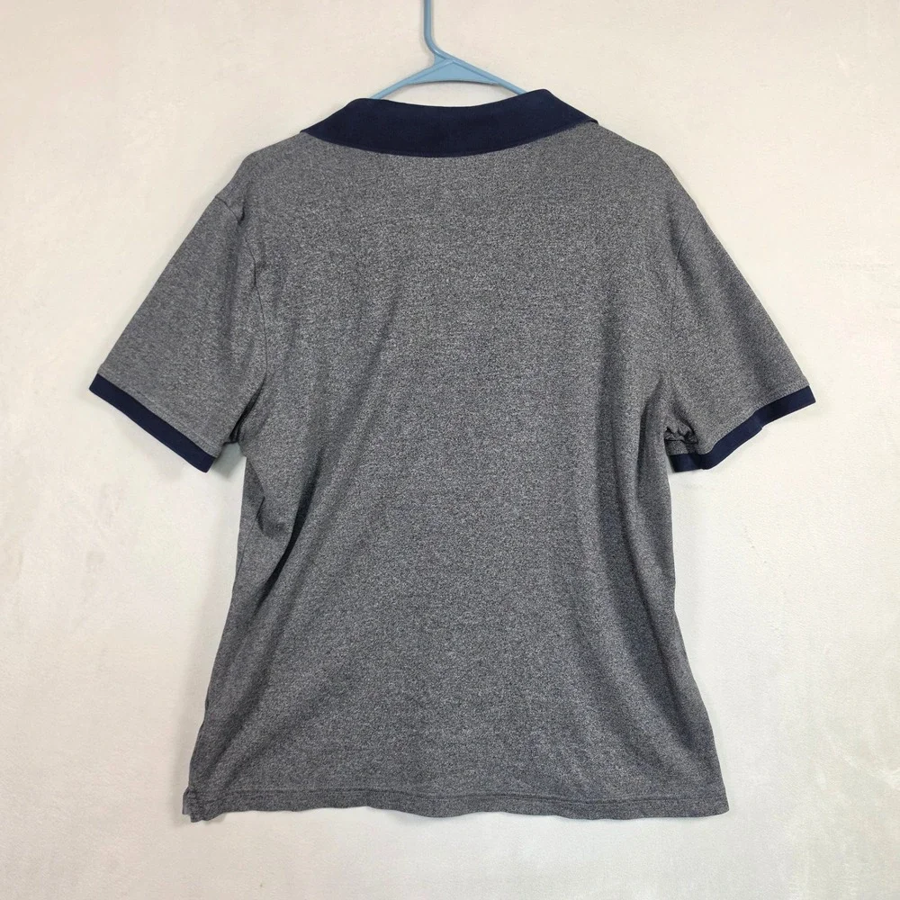 Banana Republic Polo Shirt Men's L Gray Navy Luxury Touch Cotton Casual Peppy